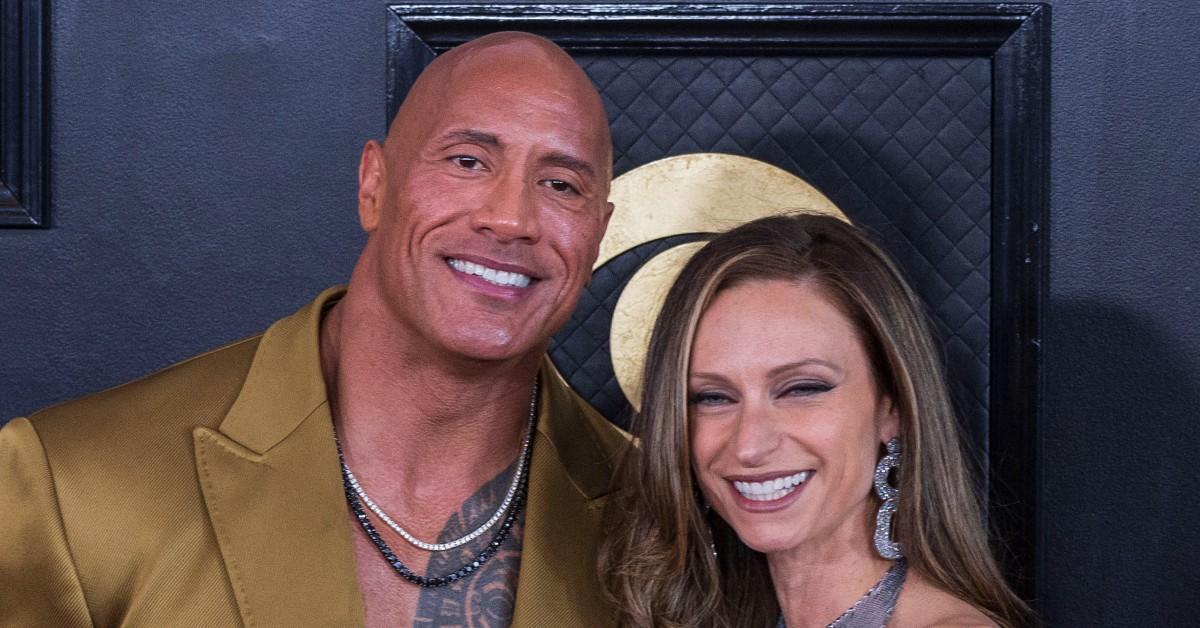 Dwayne Johnson and Lauren Hashian on the red carpet