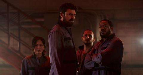(L-R) Kimiko (Karen Fukuhara), Billy Butcher (Karl Urban), Frenchie (Tomer Capon), and Mother's Milk (Laz Alonso)