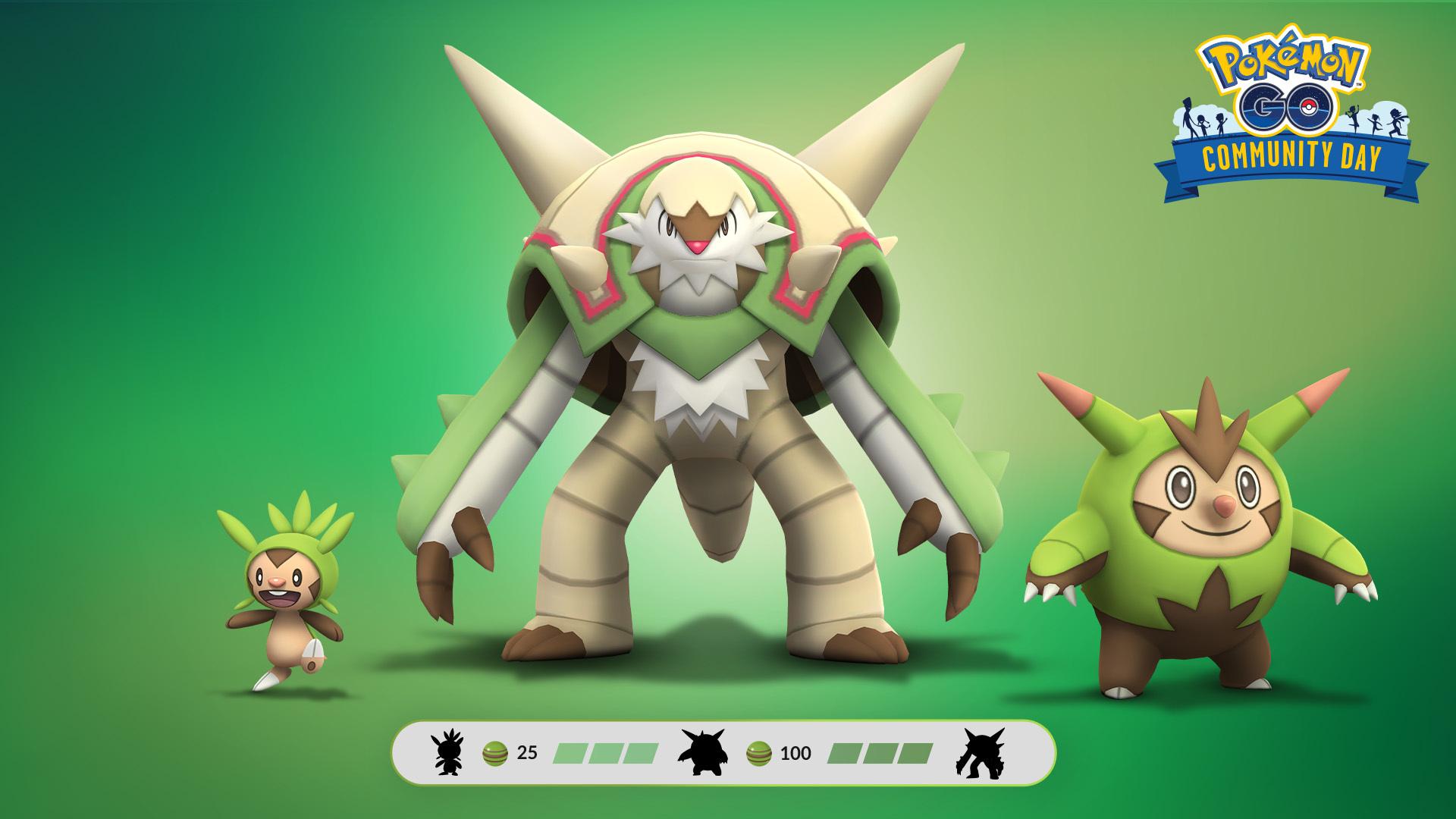 Chespin and its evolutions in 'Pokémon GO'