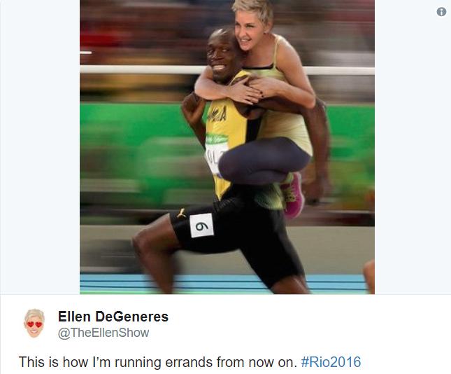 ellen usain tweet