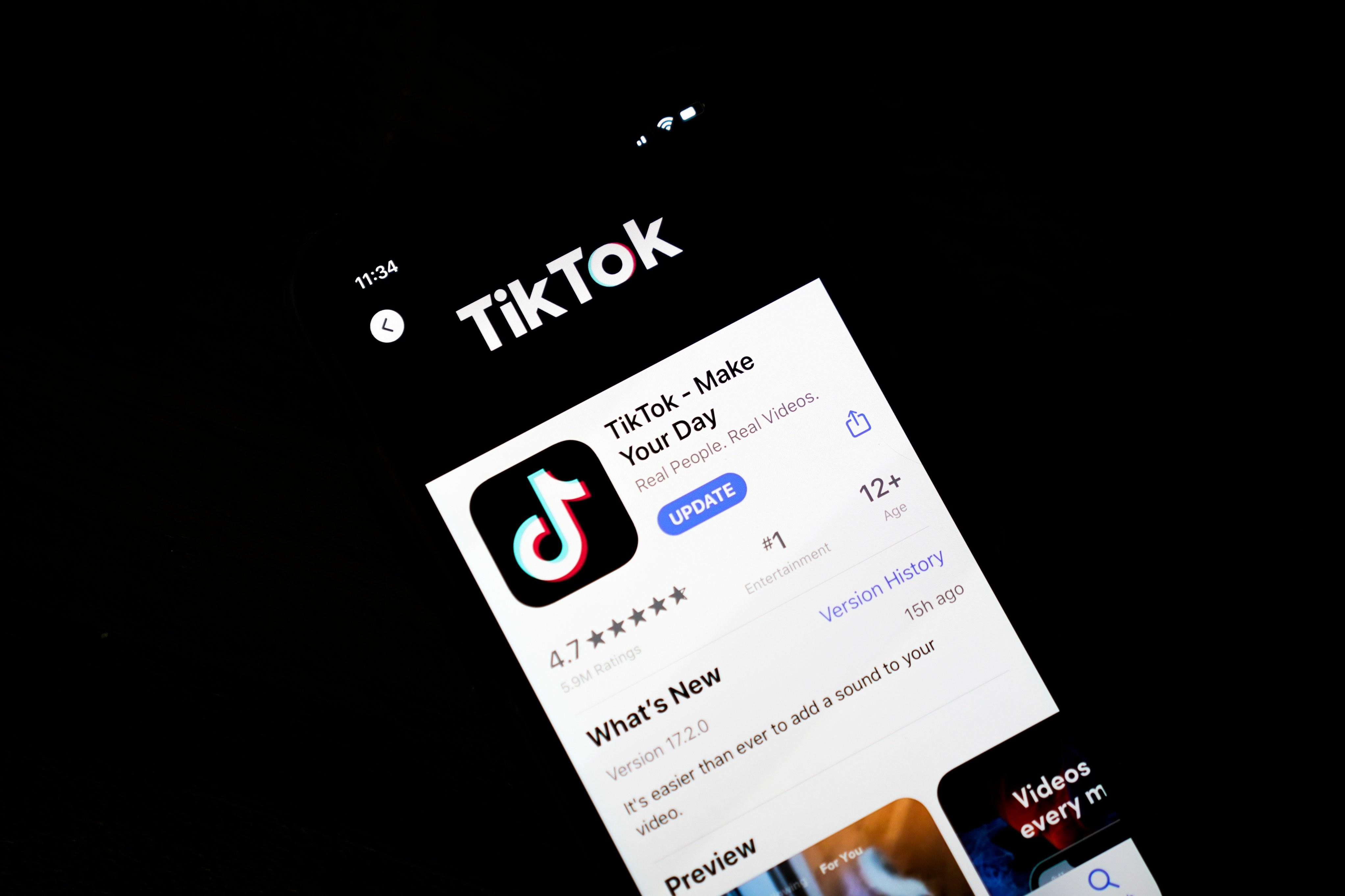 TikTok app on an iPhone