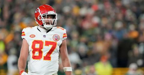 Travis Kelce of the Kansas City Chiefs in the first half against the Green Bay Packers
