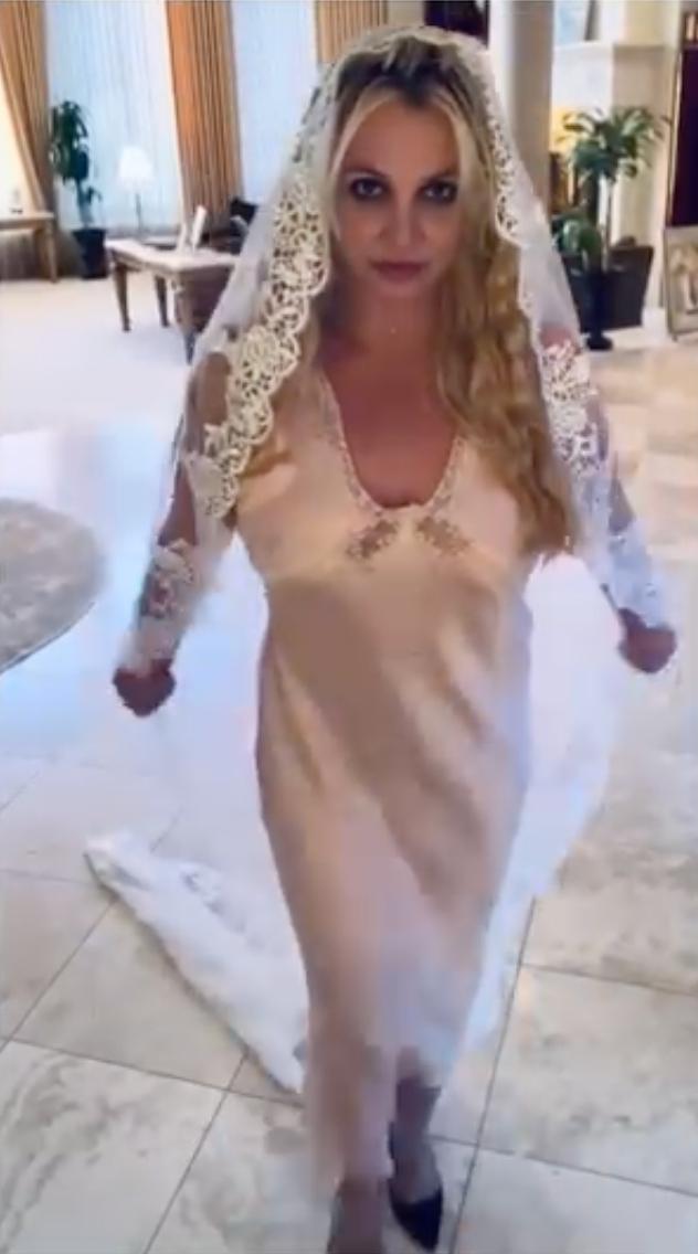 Britney Spears's video of her wearing a wedding veil and admitting she married herself.