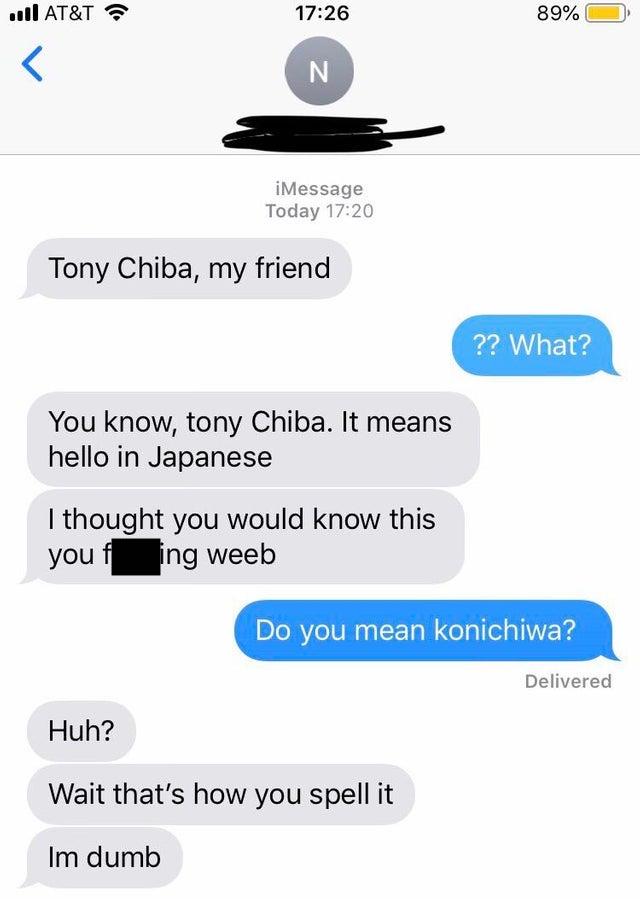 word misunderstanding tony chiba