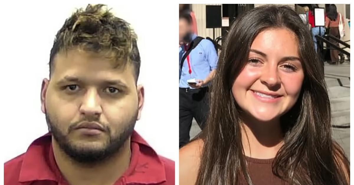 (L-R): Jose Ibarra's mug shot; Laken Riley smiles in a photograph