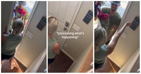 TikTok user @brittthebubblybarista bought herself flowers, but made her husband give them to her.