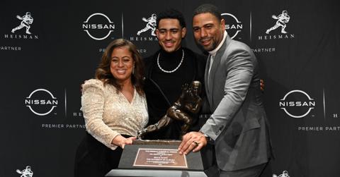 The 2021 Heisman Trophy Winner quarterback Bryce Young from Alabama and parents Julie and Craig Young.