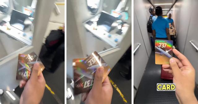 A TikToker collecting their first Delta Airlines trading card
