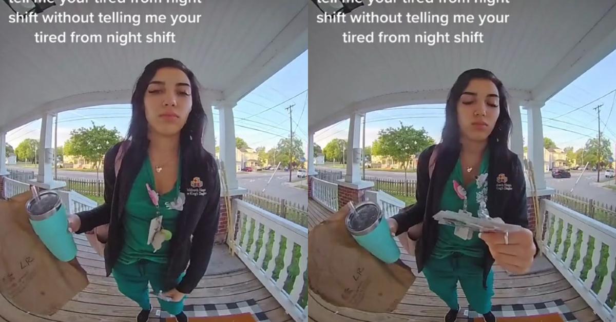 Tired Nurse Tries “Scanning” Her Way Back Home at Front Door