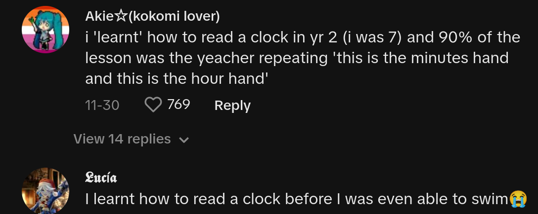 high school students cant tell time