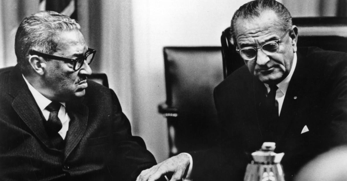 Thurgood Marshall and Lyndon B. Johnson 