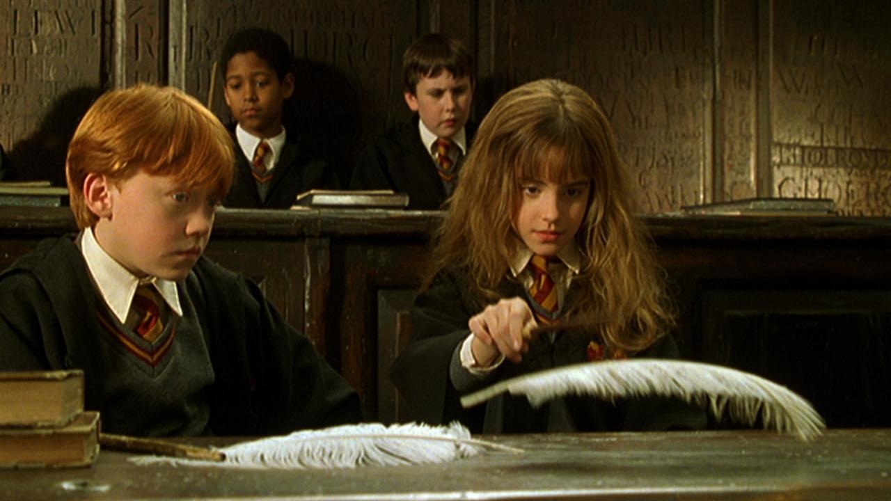 Hermione using Wingardium Leviosa in 'Harry Potter and the Sorcerer's Stone'