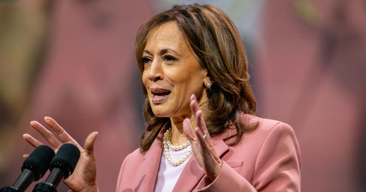 U.S. Vice President Kamala Harris speaks to members of the Alpha Kappa Alpha Sorority