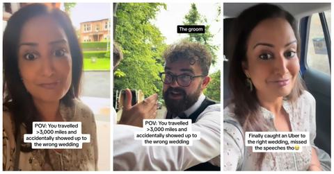 A woman describes how she traveled 3,000 miles and accidentally showed up to the wrong wedding.