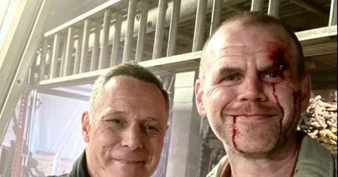 Actor Jason Beghe and Michael Maize on the set of 'Chicago PD'.
