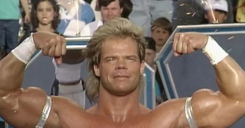 Lex Luger flexing in the WWF