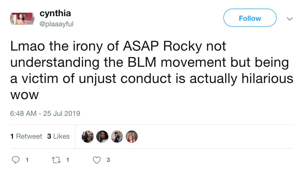 asap rocky blm comments twitter