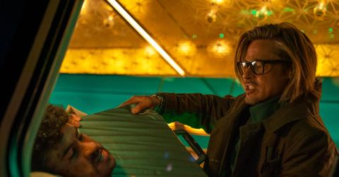 Brad Pitt as "Ladybug" and Bad Bunny as "The Wolf" in 'Bullet Train.'