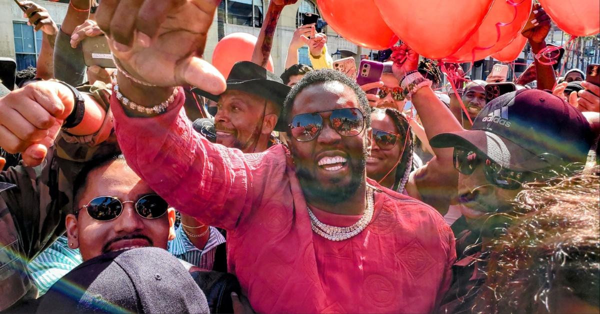 Sean "Diddy" Combs celebrates with fans in Los Angeles ahead of the 2022 Billboard Music Awards.