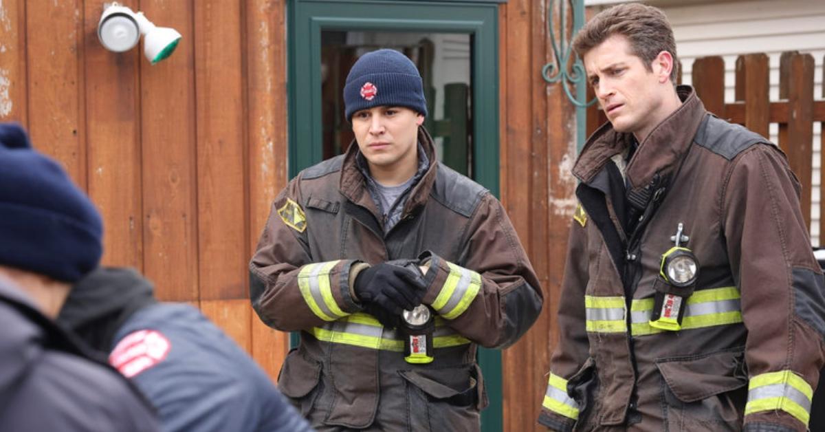 Alberto Rosende as Blake Gallo and Jake Lockett as Carver on 'Chicago Fire'