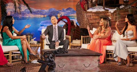 Monica Garcia argues with Heather Gay and Lisa Barlow as Andy Cohen sits in between the three of them looking fed up on the 'RHOSLC' reuinion.