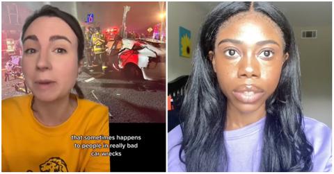 Two women discuss supernatural phenomenon after a car accident