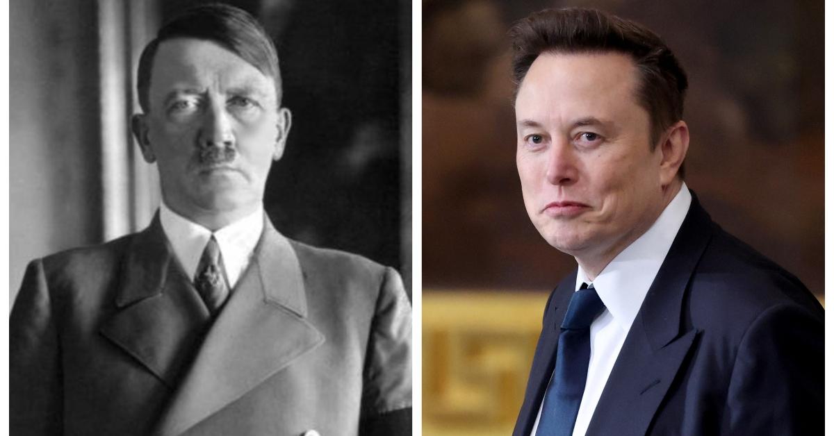 (L-R): Adolf Hitler; Elon Musk