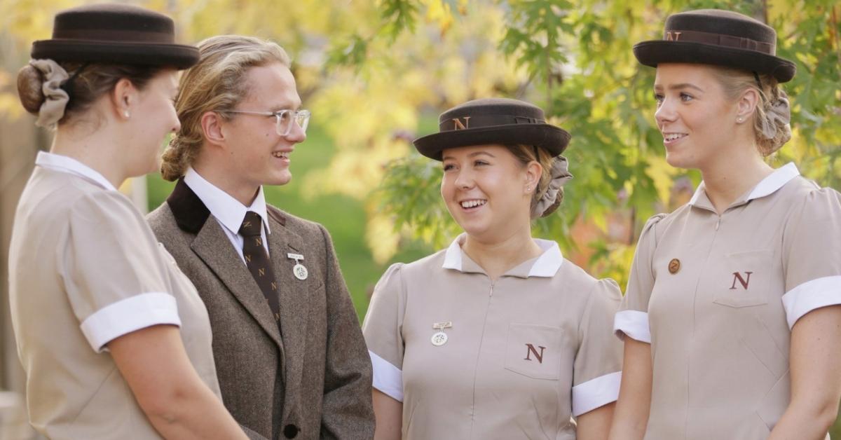 Norland College nannies talking outside