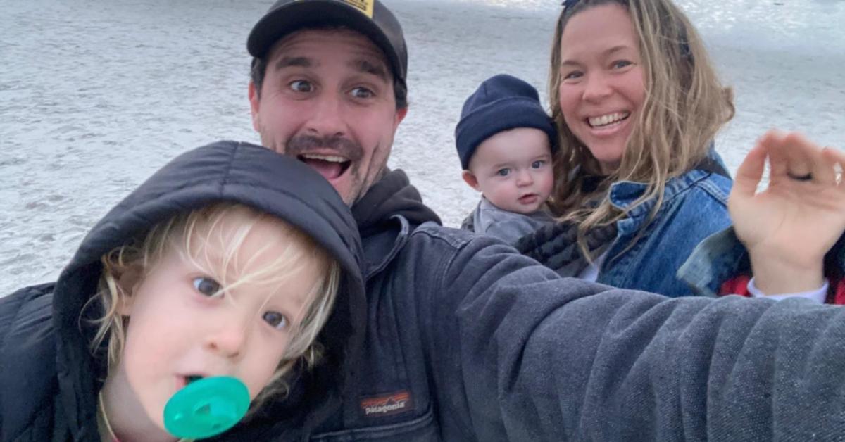 James Ransone (L), his wife (R), and their two children