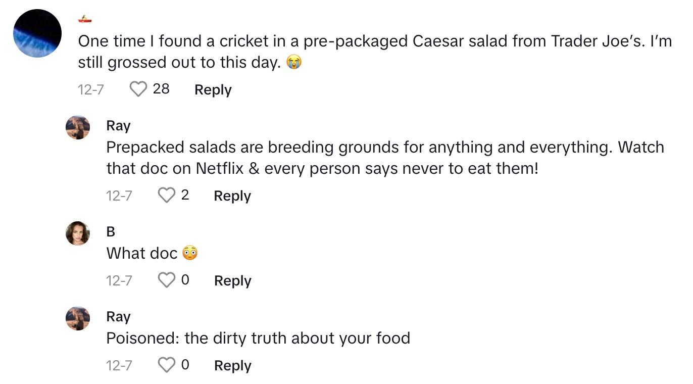 Pre-packaged salad comment