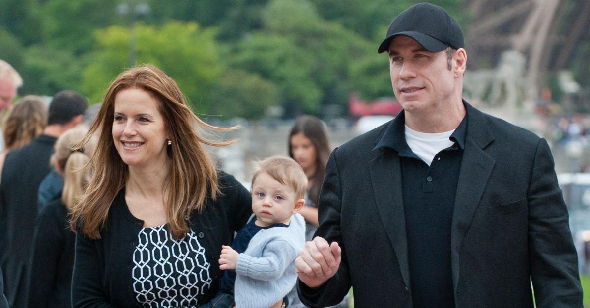 John Travolta (R) and Kelly Preston (L) with their son Benjamin