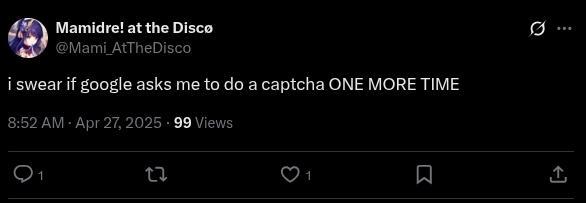 Tweet about Google CAPTCHA