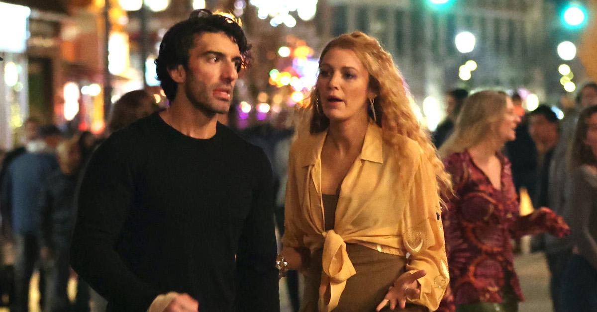 Justin Baldoni and Blake Lively are seen on the set of 'It Ends with Us' on January 12, 2024 in Jersey City, New Jersey