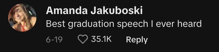 tiktok comments on graduation speech from student with TBI