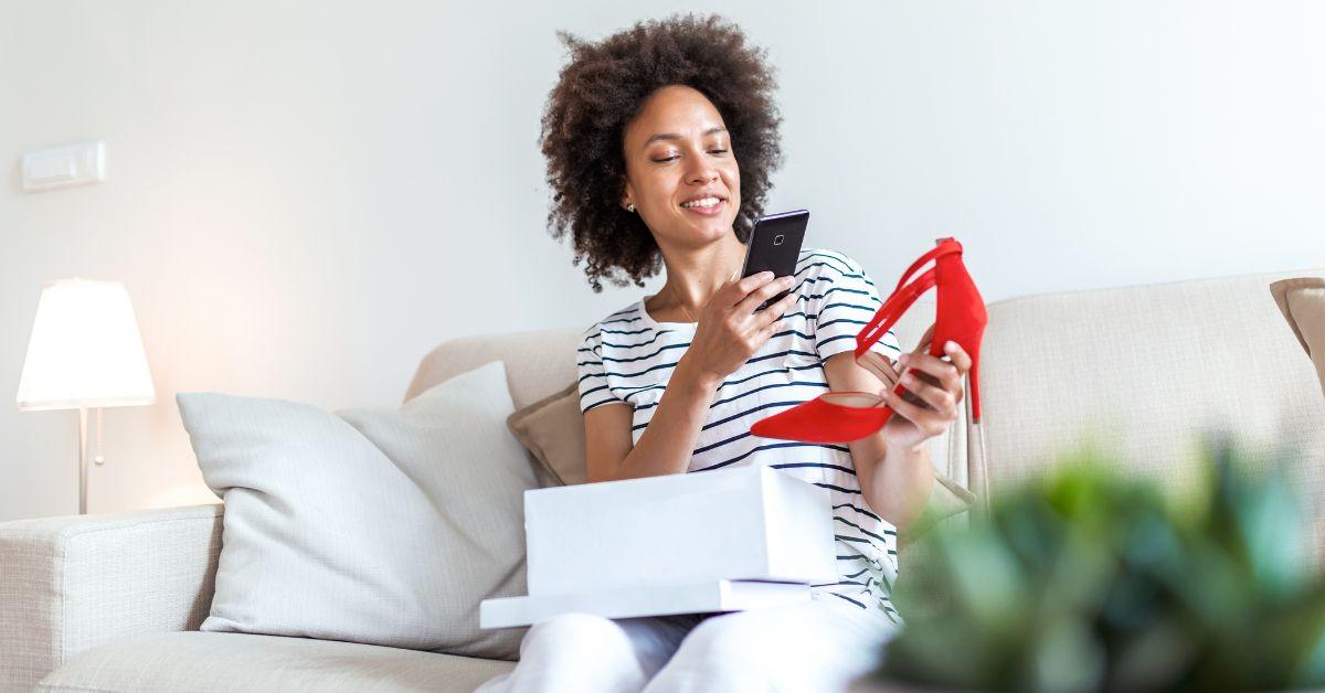 A woman shopping online