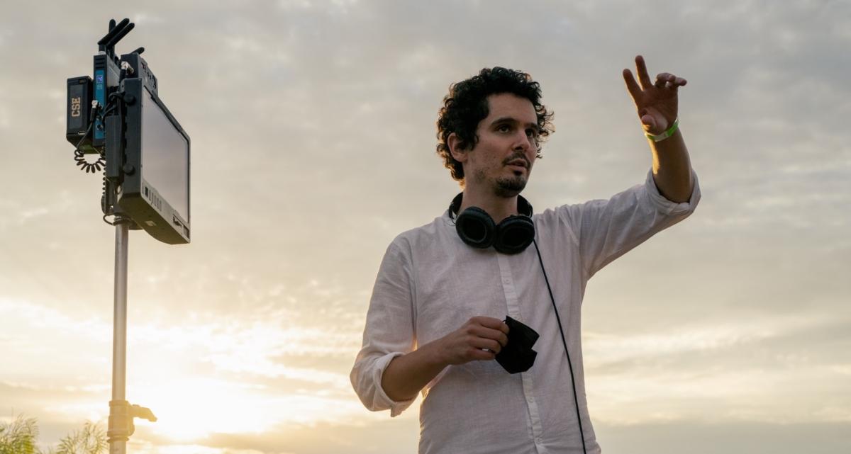 Damien Chazelle on the set of 'Babylon'