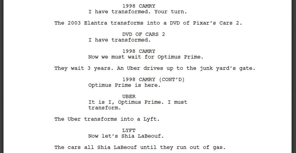 Bot Writes Incredible Script for 'Transformers'