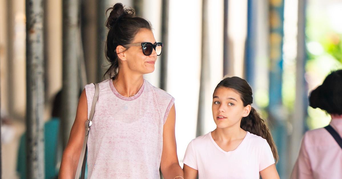 Katie Holmes (L) and Suri Cruise are seen in the Upper West Side on July 22, 2019, in New York City