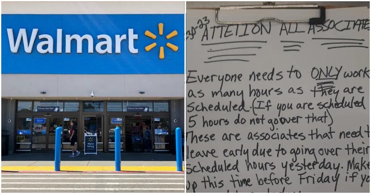 Viral post about Walmart manager blasting employees for working longer than their scheduled shift.