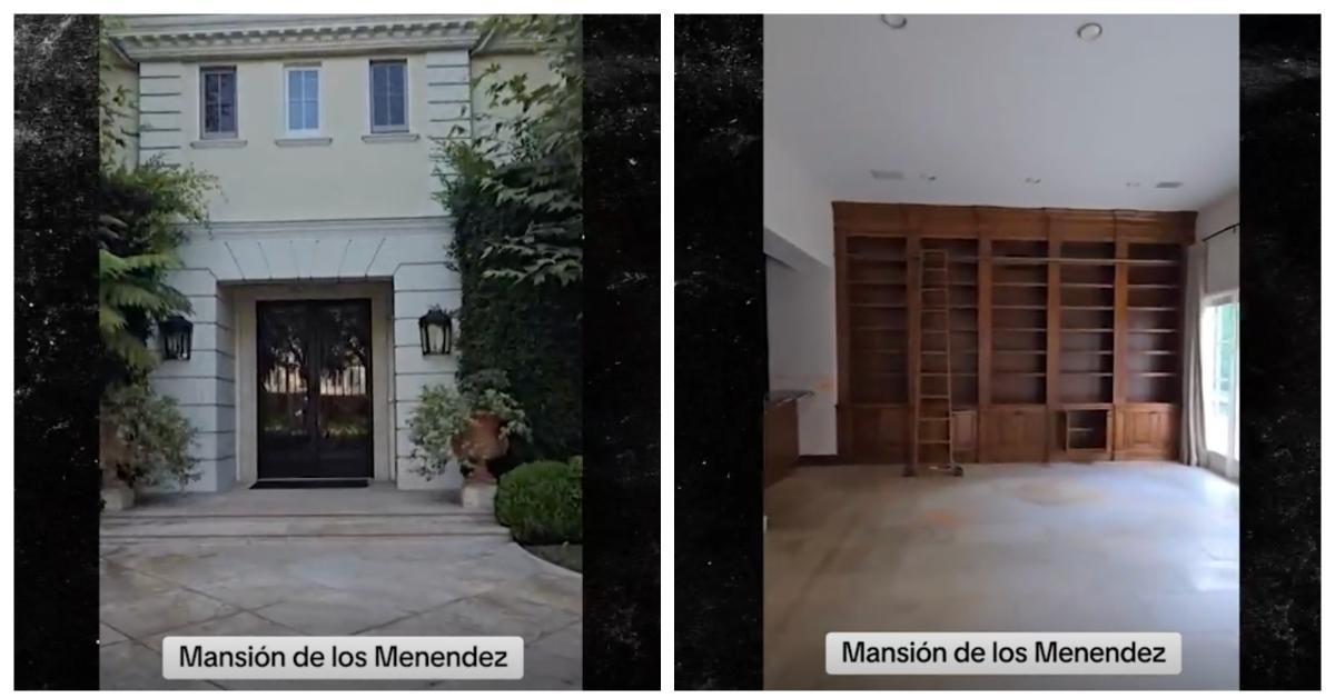 A construction worker gives a video tour of the Menendez house while renovating it