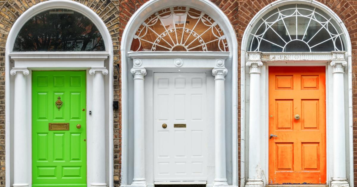 doors in dublin green white and orange irish flag colors ireland picture id