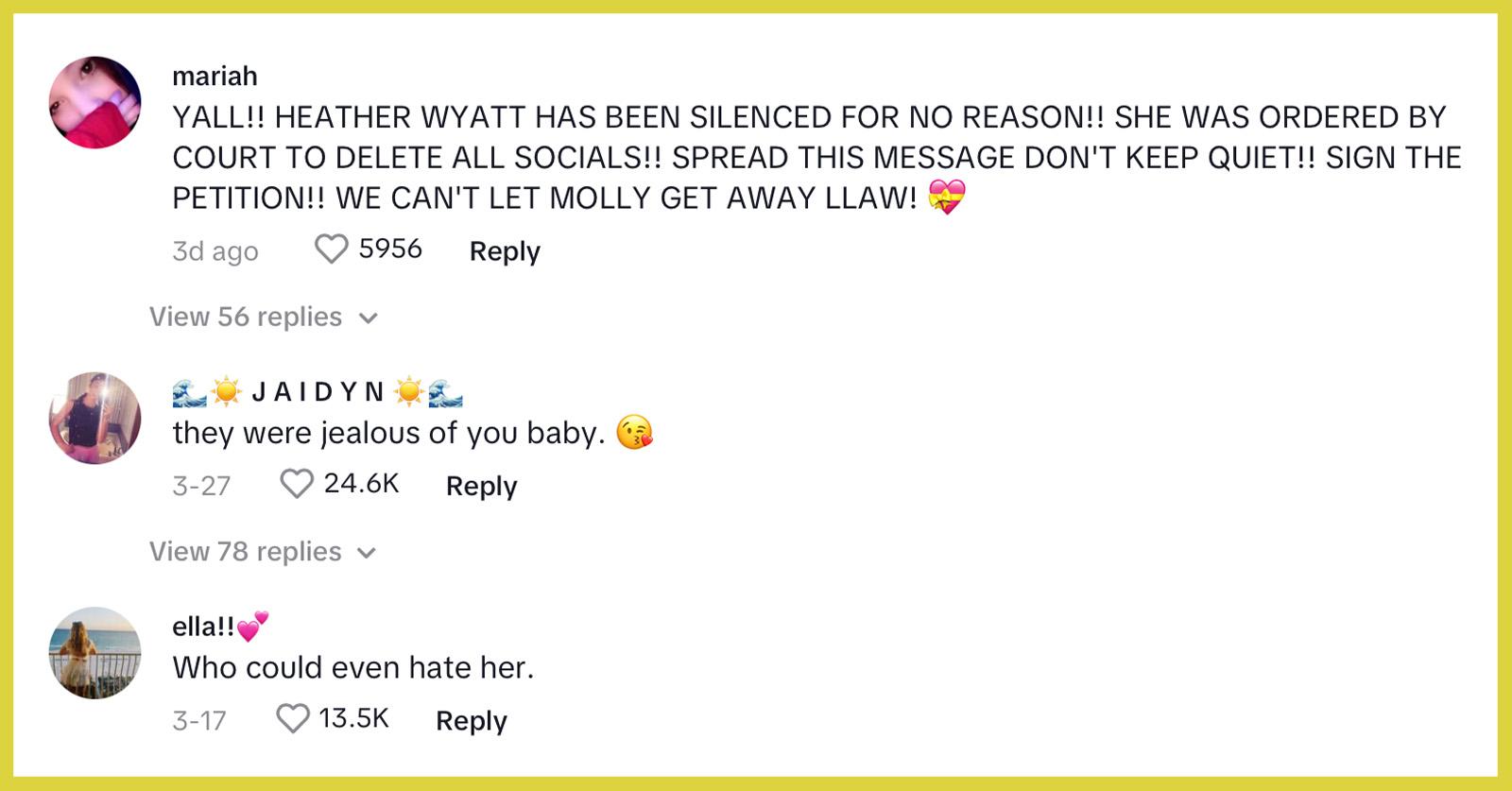 Aubreigh Wyatt social media comments