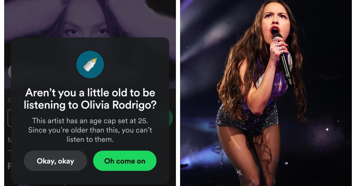 Spotify age cap notification; Olivia Rodrigo
