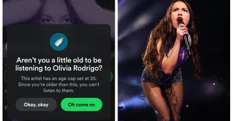 Spotify age cap notification; Olivia Rodrigo