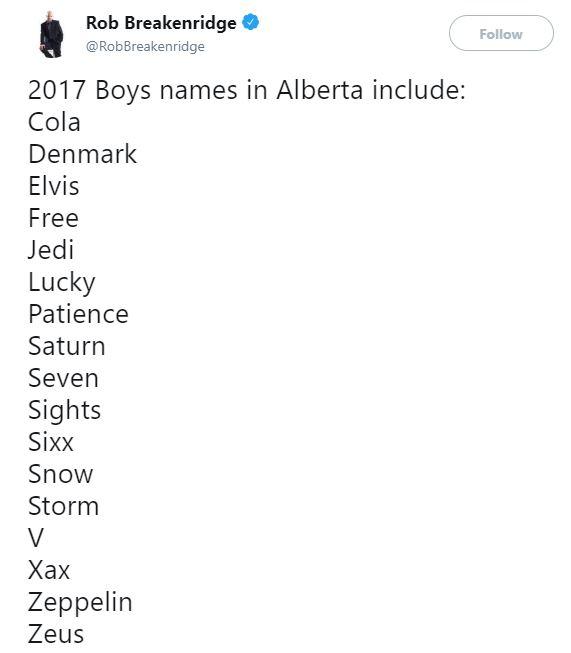 This Woman Posted All the Best White Boy Names She s 