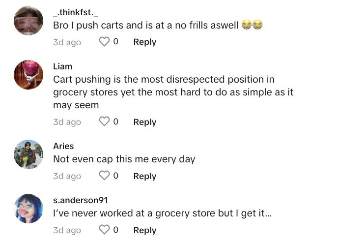 TikTok commenters talk about morality of returning your shopping cart at the grocery store.