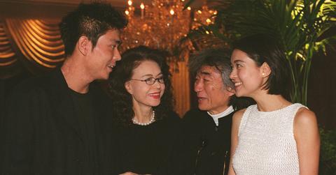 Seiji Ozawa with his wife and his son and daughter.