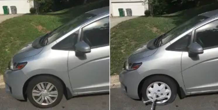 A Brilliant Trick to Get out of Work? Photoshop Your Car With a Flat Tire