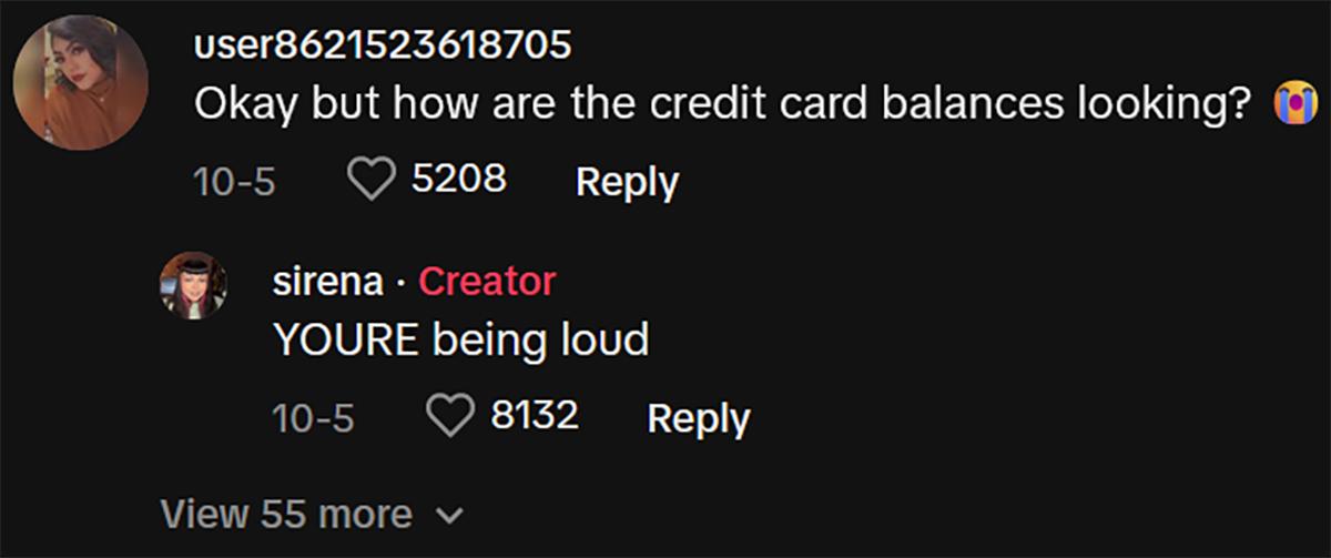 A commenter wanting to know how the employees' credit card balances are looking