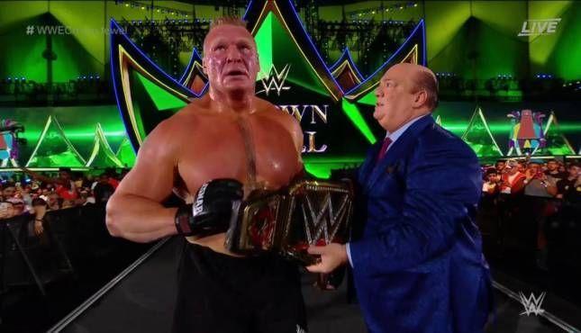 Brock Lesnar and Paul Heyman at Crown Jewel 